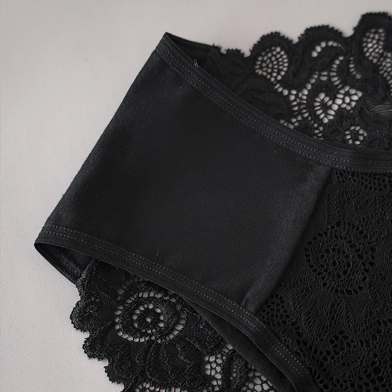 6PCS/Set Middle Waist Hollow Out Floral Lace Cotton Panties Women Briefs Sexy Lingerie Female Underwear Ladies Soft Underpants