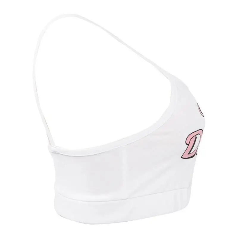 Combhasaki Women's Y2K 2 Piece Letter Printed Underwear Set Sleeveless Backless Bra Camisole+Elastic Waist Underpants Loungewear