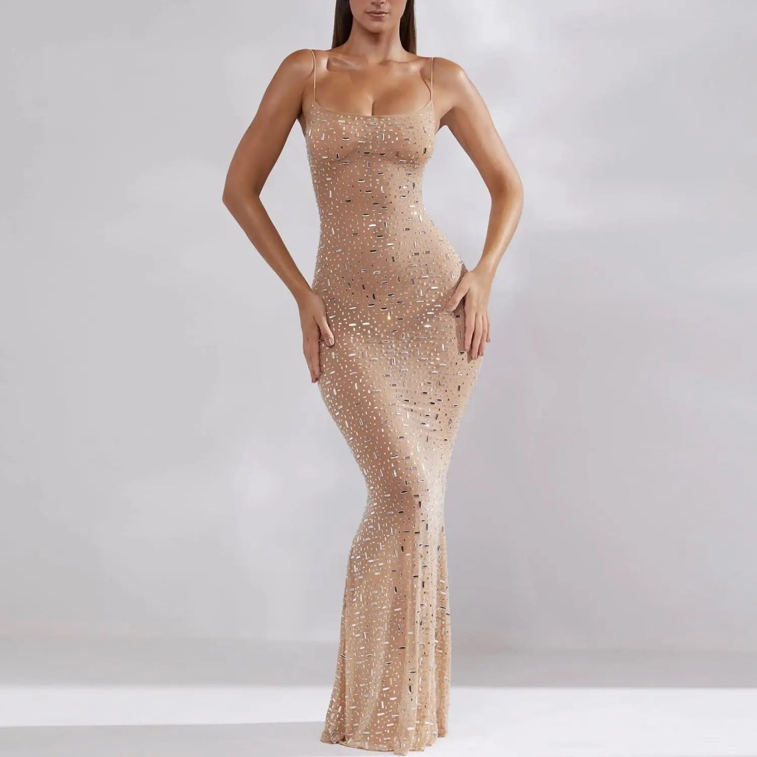 Sexy Bead Women's Strapl Mermaid Long Dr Evening Gown mid Waist Tail Skirt No Sve Formal Par Cany Annual Ball