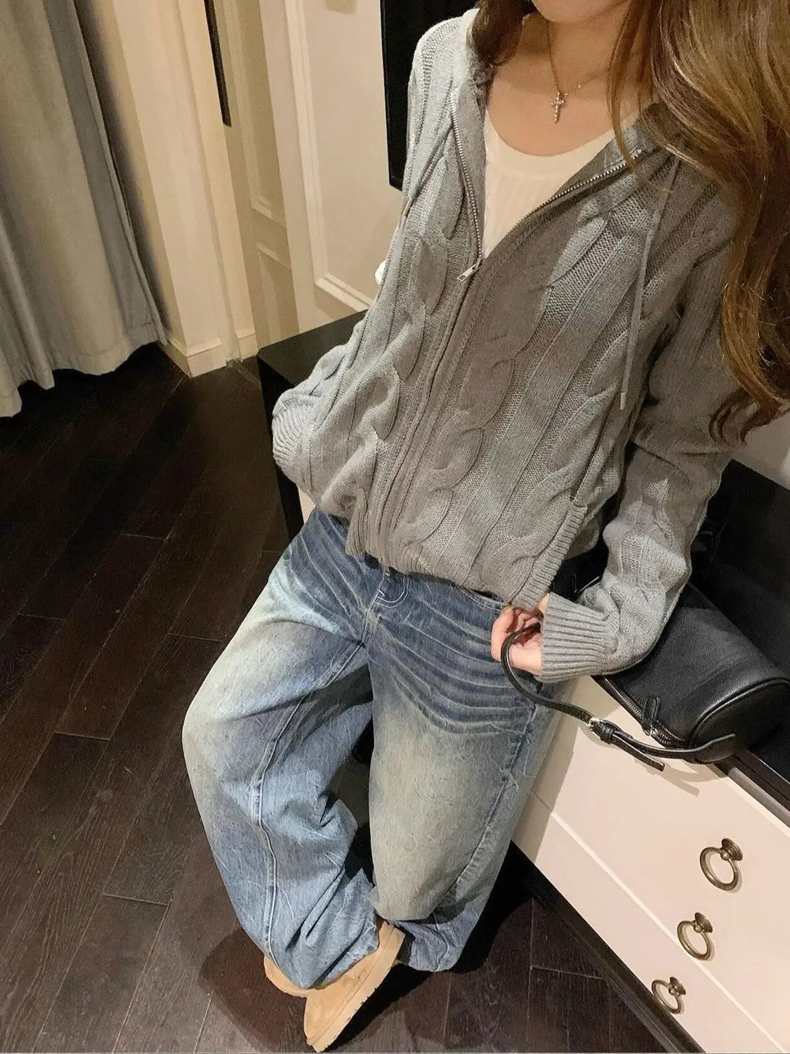 Women American Retro Baggy Jeans Streetwear Wide Leg Denim Pants Wide Fit Y2K High Street Harajuku Tide 2000s Trousers