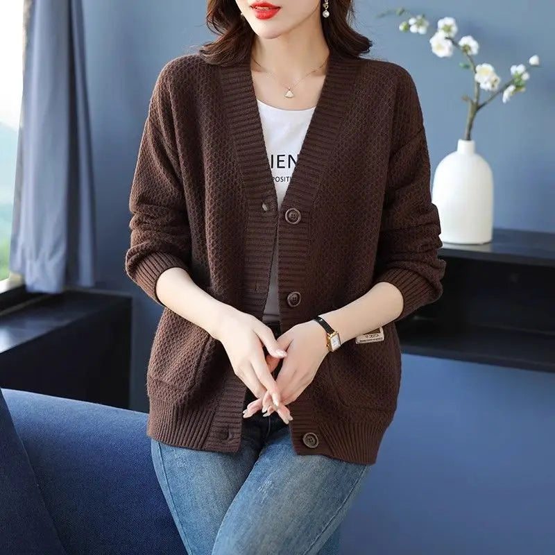 Fashion Fall Winter Clothes Woman Knitwear Top Buttons Long Sleeve Jacket For Women Sweater Tops Casual Ladies Cardigan Coat
