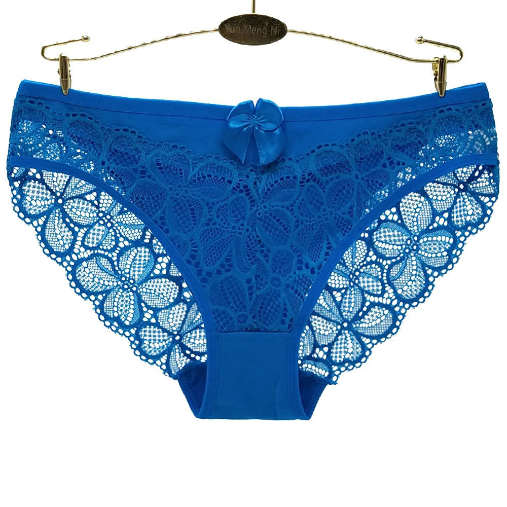 Women Panties Underwear Cotton Sexy Flower Lace Hollowed Low Rise Girls Briefs Ladies Knickers for Women 5 Pcs/lot