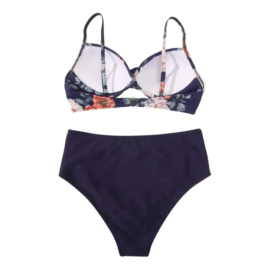 Slimming High Waist Bikini Set Women's Multi-Color Hard Bag Gathered Bikini Ideal for plus Size Swimsuits And Beachwear