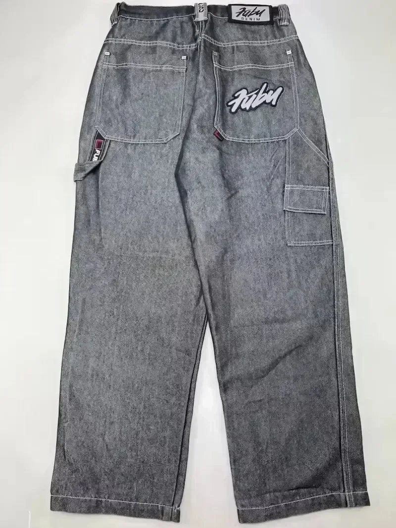 American Fashion Hip Hop Joker Loose Jeans Women Street Y2K New Casual Punk Rock Oversized Wide-leg Pants Unisex Mopping Jeans