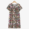 Middle-Aged and Elderly Cotton Silk Short-Sleeved Nightgown Homewear Women New Pajamas Thin Section Loose Homewear Dress Summer