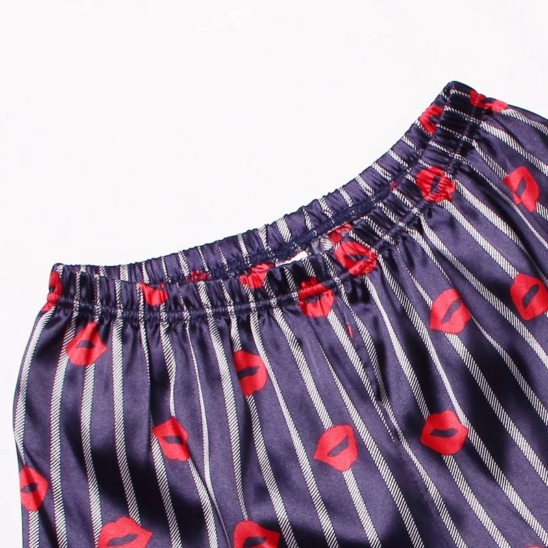Spring Autumn pajama women Silk Satin pajamas set Long sleeve Shirt with Trouser Sleepwear Loungewear Female Pyjamas Suits Mujer
