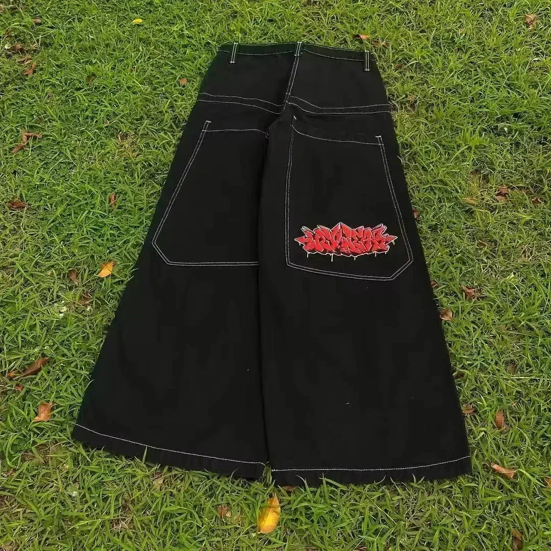 American Fashion Hip Hop Joker Loose Jeans Women Street Y2K New Casual Punk Rock Oversized Wide-leg Pants Unisex Mopping Jeans