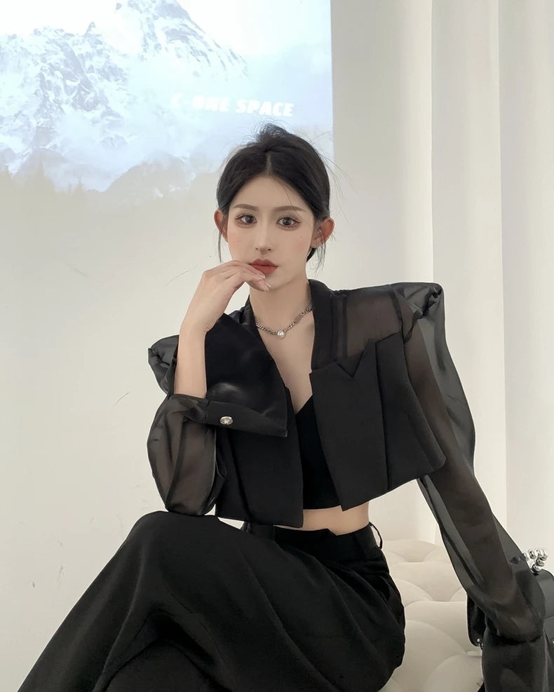 Blazers Women Chic Leisure Streetwear Patch Designs Summer Creativity Holiday Flare Sleeve Sexy Ulzzang Fashion Casual Fit New