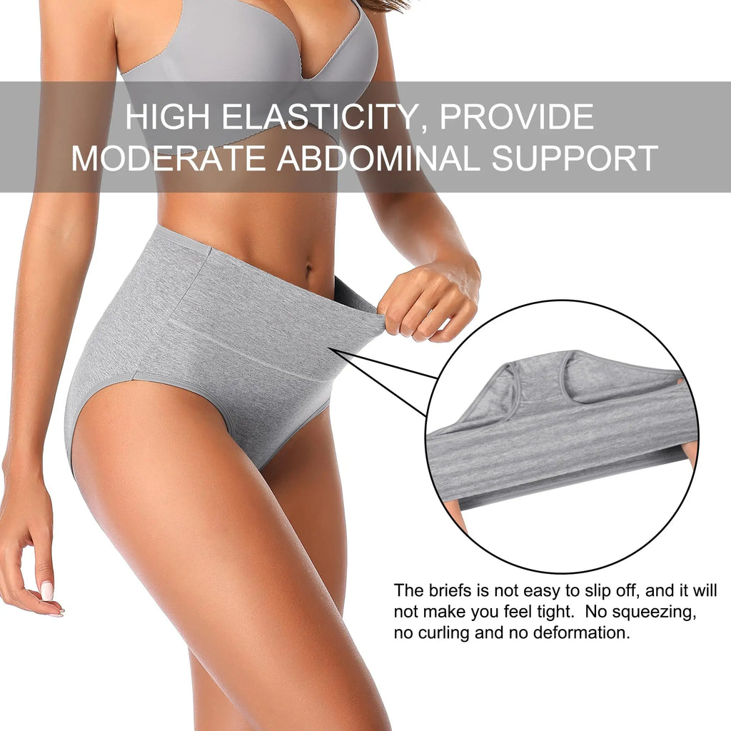 4pcs/pack High Waisted Postpartum Underwear Womens Cotton Underwear Soft Breathable Full Coverage Stretch Panties