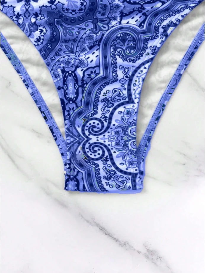 2026 Push Up Halter Bikini Printed Swimsuit Women Sexy Strappy Swimwear Female Bathers Bathing Swimming Swim Suit Beachwear
