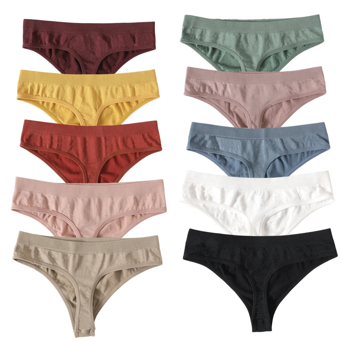 10Pcs/Set Seamless Thongs G-String Women Panties Sexy Underwear Female Underpants Sexy Lingerie Low Waist Sport Bottoms M-XL