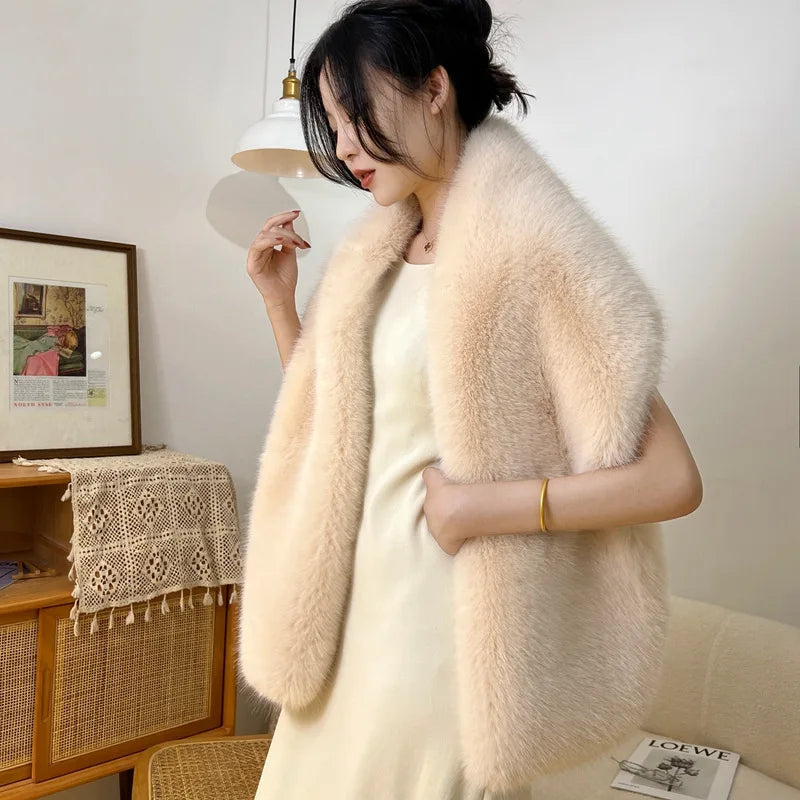 Imitation fur fox fur cheongsam shawl fur collar cape stage dinner shawl wedding dress party scarf women's jacket