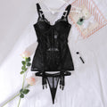 Cross border 2025 gathering body shaping one-piece fishbone lace see through lace sexy lingerie two-piece set