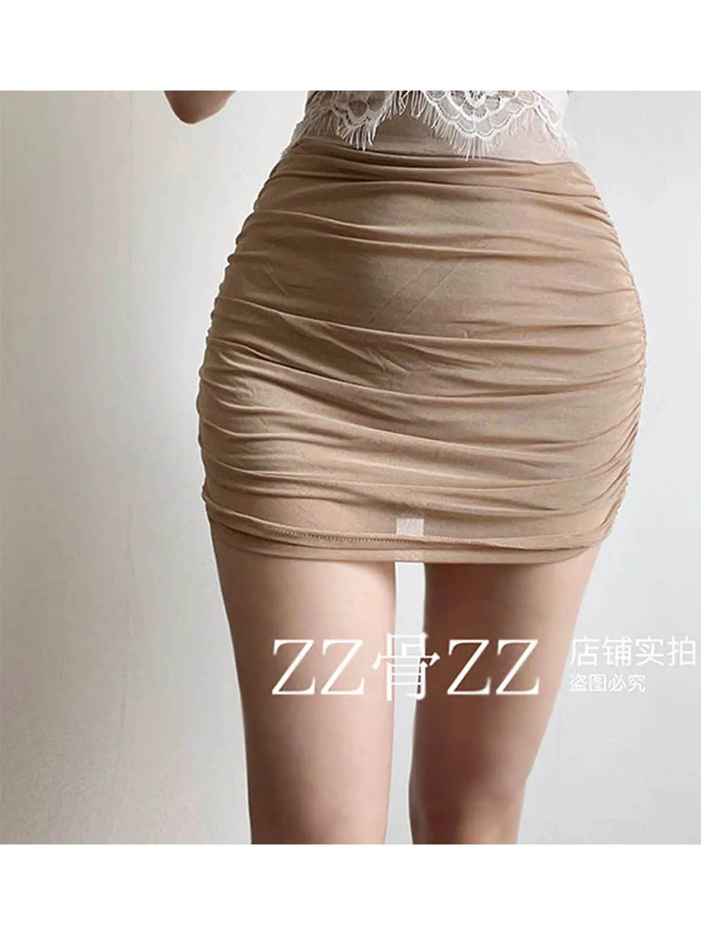 2024 New Skorts Summer New Style Street Sexy Solid Color Mesh Pleated Slim High Waisted Skirt Fashion Sweet Mesh  AWH9