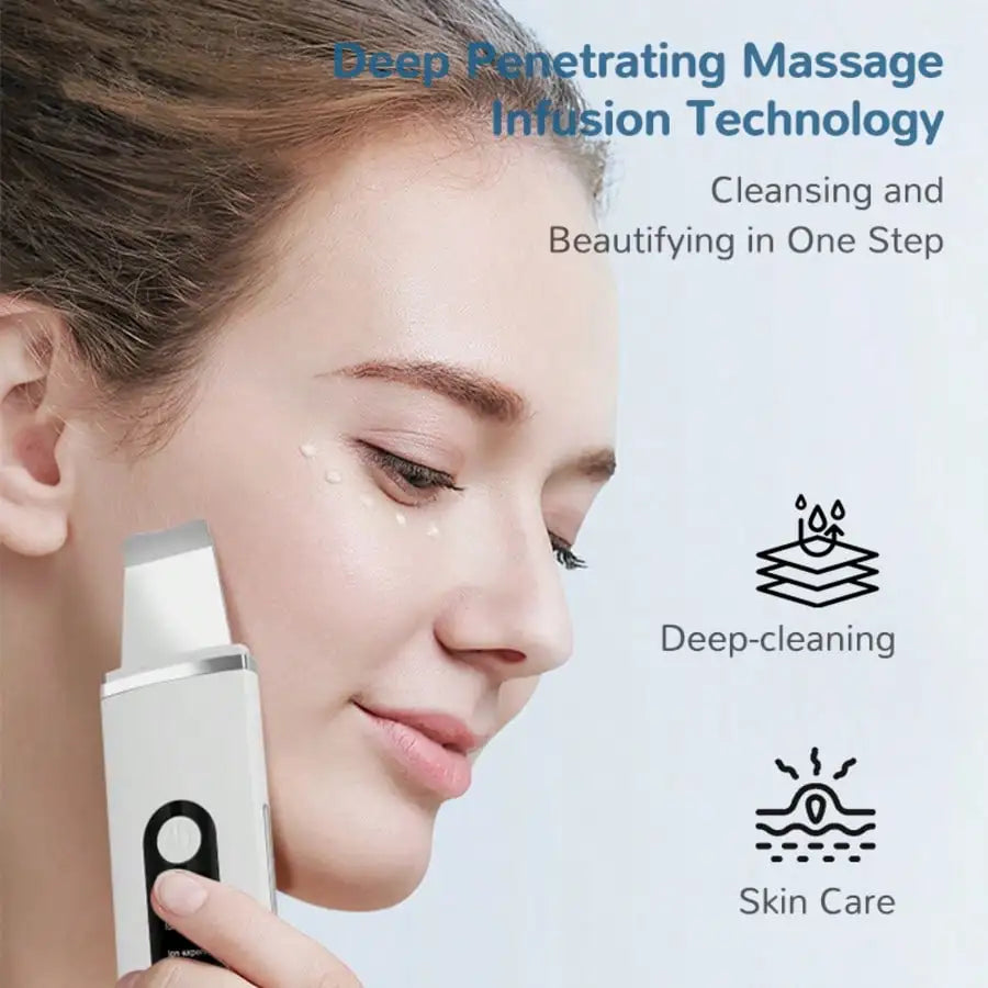 Ultrasonic Skin Cleaning Tool - USB Rechargeable, Vibrating Facial Blackhead Remover, Spatula Exfoliating Beauty Tool, Affordable Skincare Equipment, 4 Modes, The Perfect Tool For Removing Blackheads