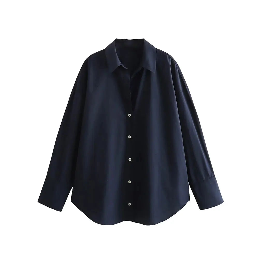 Oversized Poplin Shirts for Women, Long Sleeve, Button-up, Loose Female Blouses, Chic Tops, Fashion
