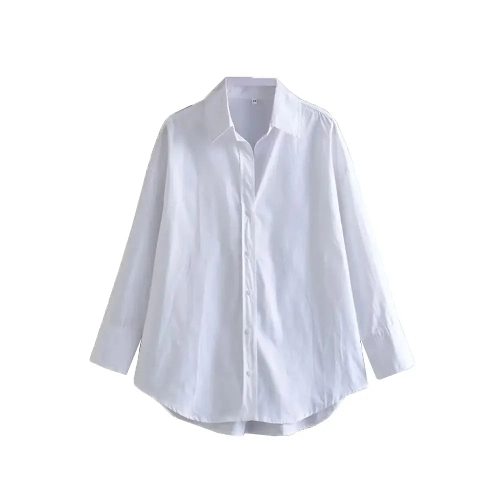Oversized Poplin Shirts for Women, Long Sleeve, Button-up, Loose Female Blouses, Chic Tops, Fashion