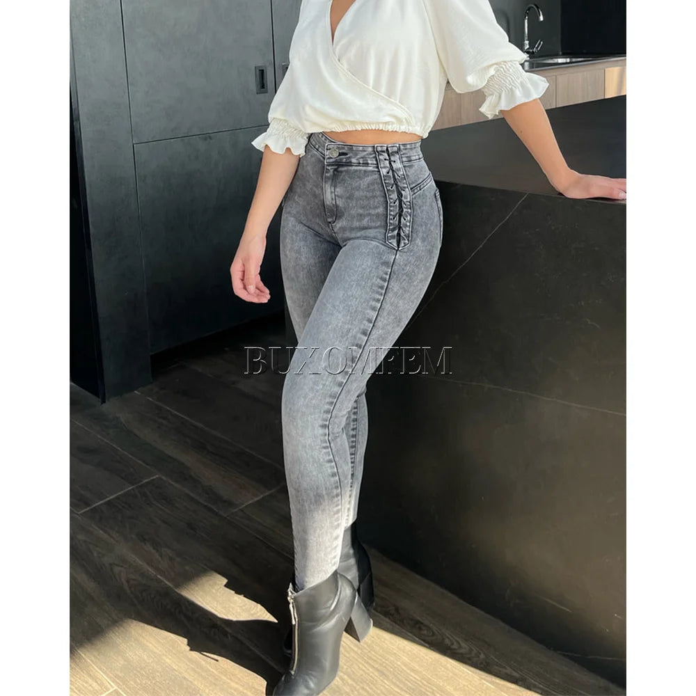 Fashion Sexy High Waist Slim Fit  Jeans for Women 2024 New Version Zipper Fly Perfect Hip to Body Adjustable Butt Lifter Pants