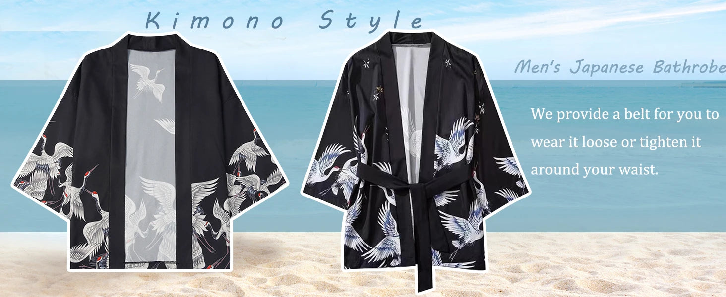 2024 New Japanese Cat Print Kimono Female Male Japanese Haoli Street Wear Cardigan Yukata Cosplay Samurai Street Fashion