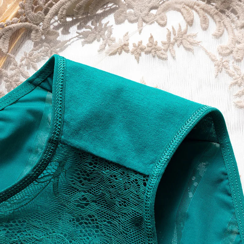 Ladies Striped Ice Silk Underpants Sexy Hollow Out Women's Underwear Embroidery Lace Knickers Seamless Wrap Buttocks Briefs