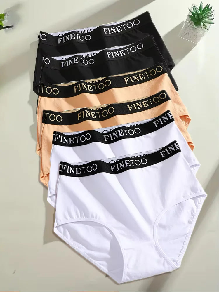 Finetoo 6Pcs/Set Women Cotton Seamless Briefs Women Plus Size Panties Breathable Underwear Female High Waist Soft Lingerie S-XXL
