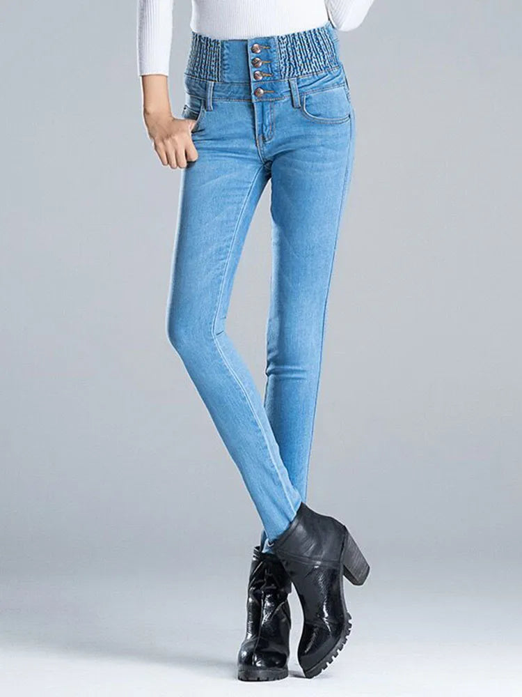 Skinny High Waist Pencil Jeans Women Oversize 40 Korean Casual Stretch Denim Pants Spring Fall Streetwear New Chic Vaqueros 2024