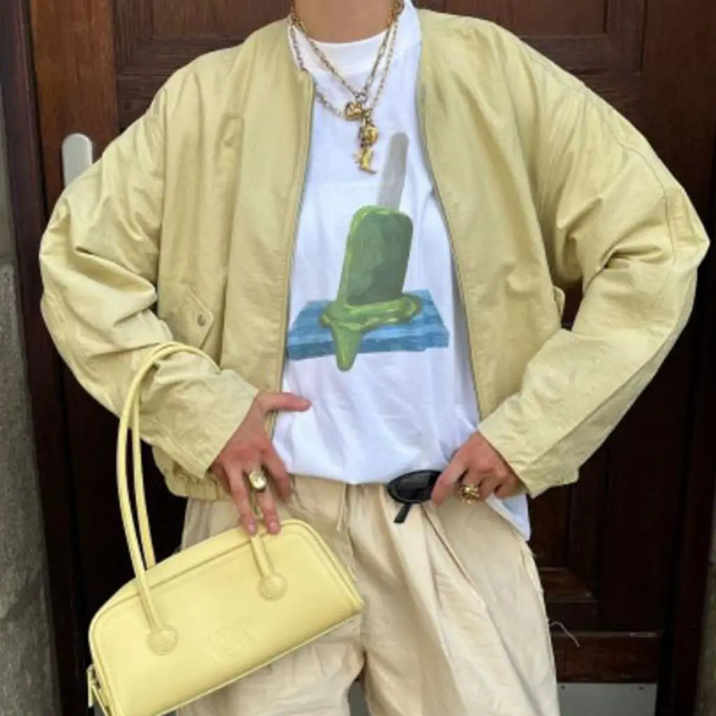 Women's Summer Basic Y2K T-Shirt Chili/ Fig/ Ocean/ Lamp Print Casual Short Sleeve Tops for Streetwear Aesthetic Clothes