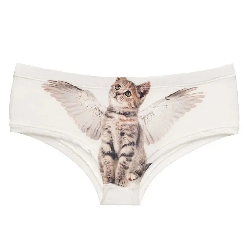 Angel Cat 3D Print Seamless Women's Panties – Cute Cartoon Push-Up Briefs & Thong Lingerie