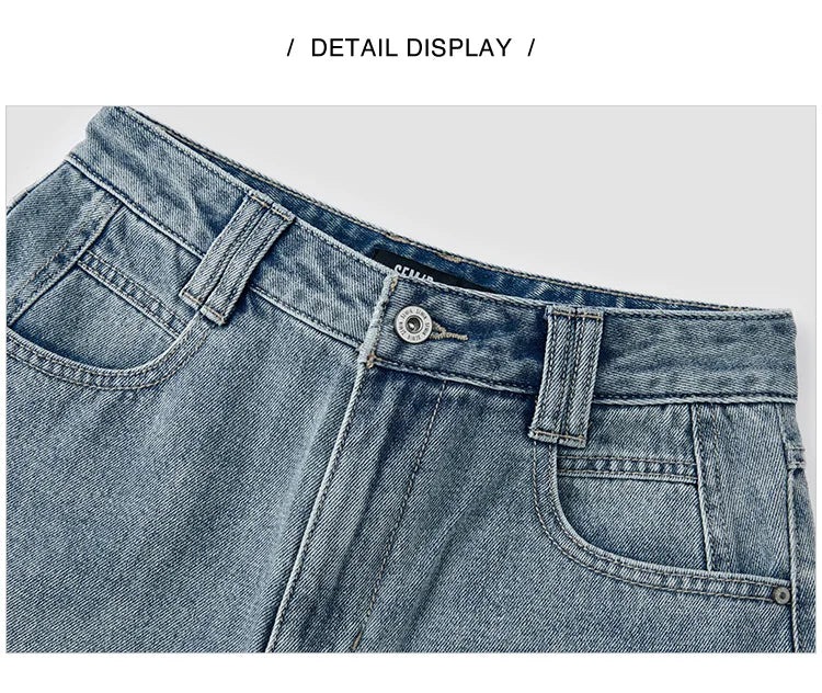 Semir Jeans Women Heightening Pure Cotton Long Trousers Autumn 2024 New Flesh-hiding Wide-leg Trousers