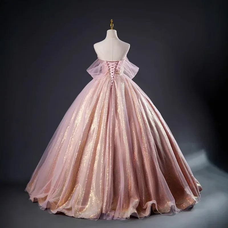Customized Colorful Gauze Dress Performance Stage Slimming Women's Fashionable Temperament Strapless Strap Shading Studio Dress