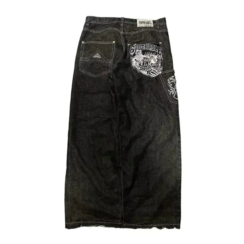 American Fashion Hip Hop Joker Loose Jeans Women Street Y2K New Casual Punk Rock Oversized Wide-leg Pants Unisex Mopping Jeans