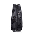 Women Black Goth Ripped Jeans Vintage Cowboy Pants Aesthetic Harajuku Baggy Denim Trousers Y2k Oversize Trashy 2000s Emo Clothes