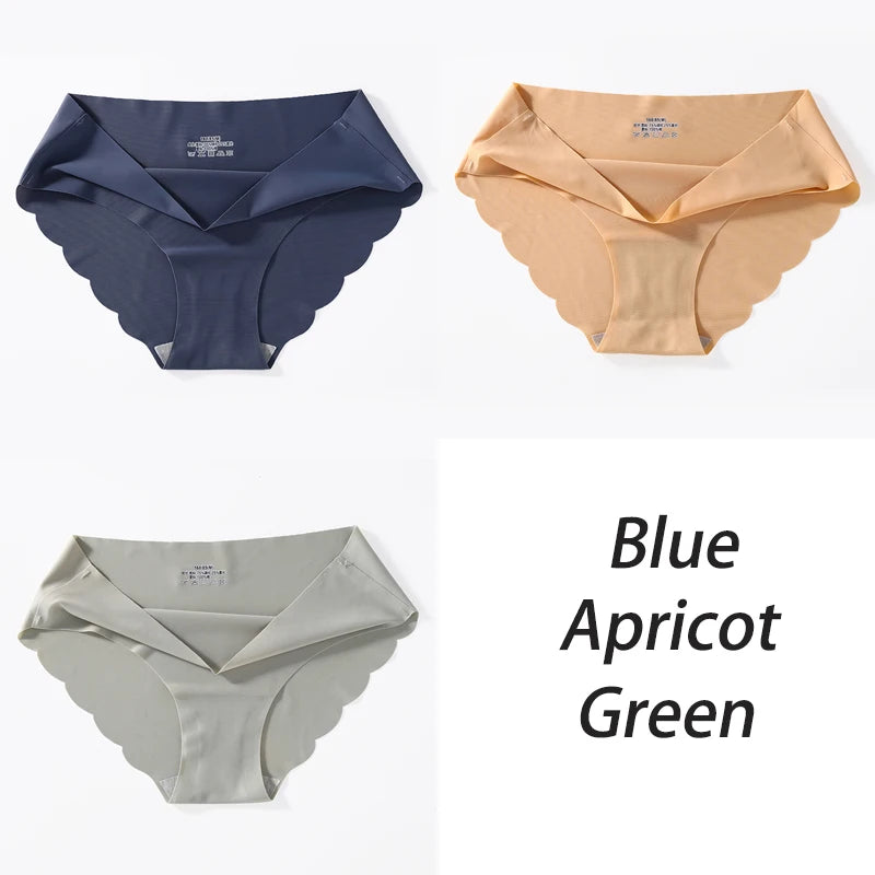 3PCS/Set Seamless Silk Women's Panties Briefs Women Underwear Female Underpants Comfortable Silk Panty Sexy Woman Lingerie M-XL