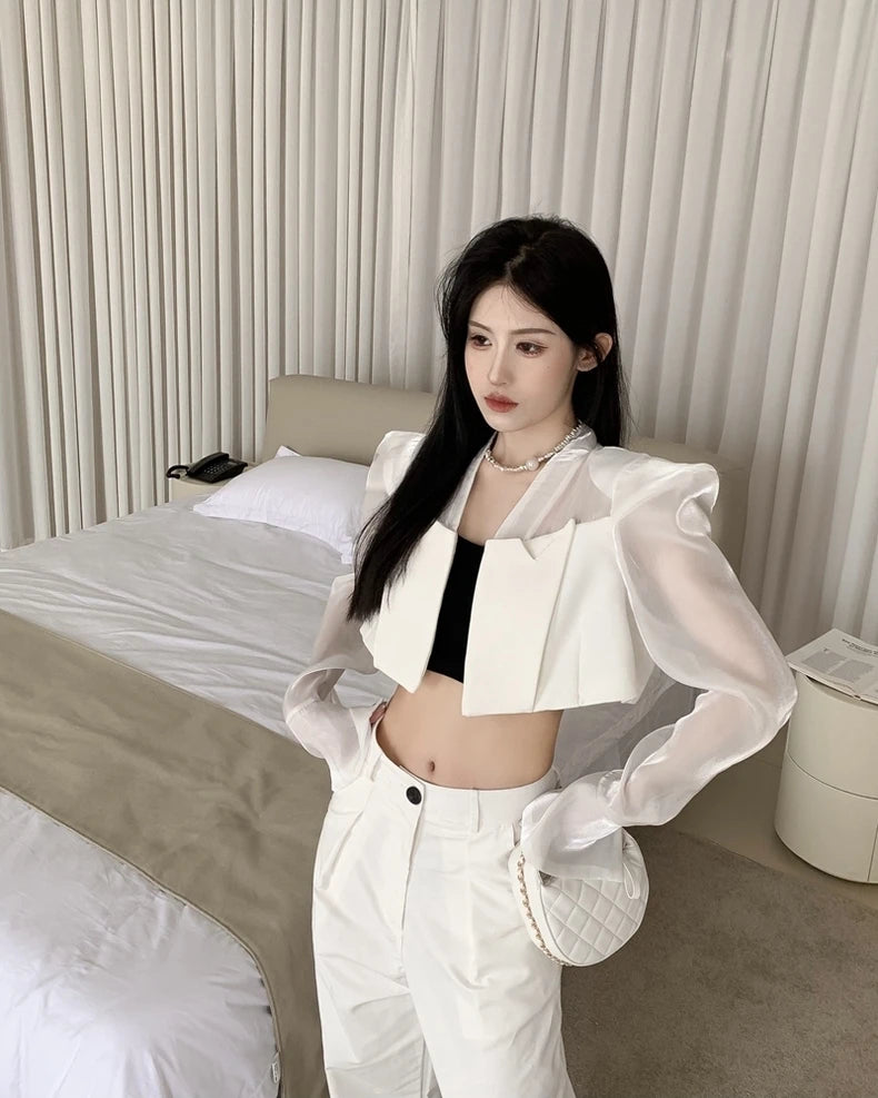 Blazers Women Chic Leisure Streetwear Patch Designs Summer Creativity Holiday Flare Sleeve Sexy Ulzzang Fashion Casual Fit New