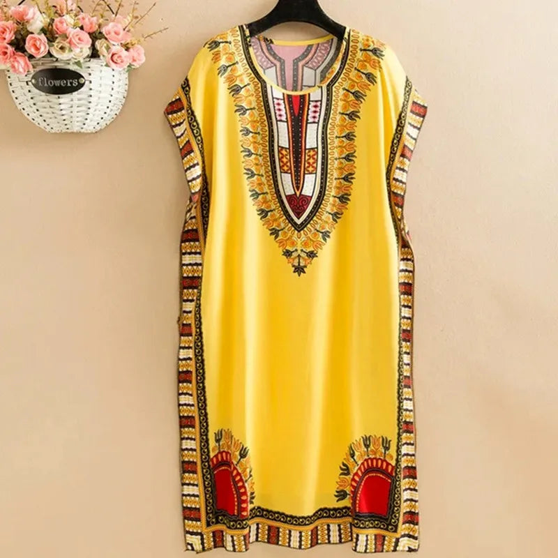 Sleepwear For Women Loose Night Dress Vintage Printed Cotton Nightgowns Female Sleepshirt Casual Summer Sleeping Nightshirt