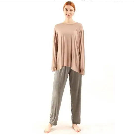 Novelty Loose Pajama Set 2pcs Bamboo Fiber Pyjama Set Women High Elasticity Sleepwear Nightwear Casual Home Clothes Pijama