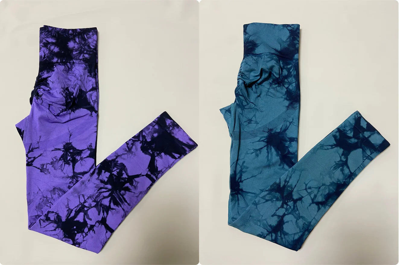 Women Tiedye Gym Leggings Seamless Yoga Pants Scrunch Sports Fitness Tights High Waist Workout Training Leggins Drop Shipping