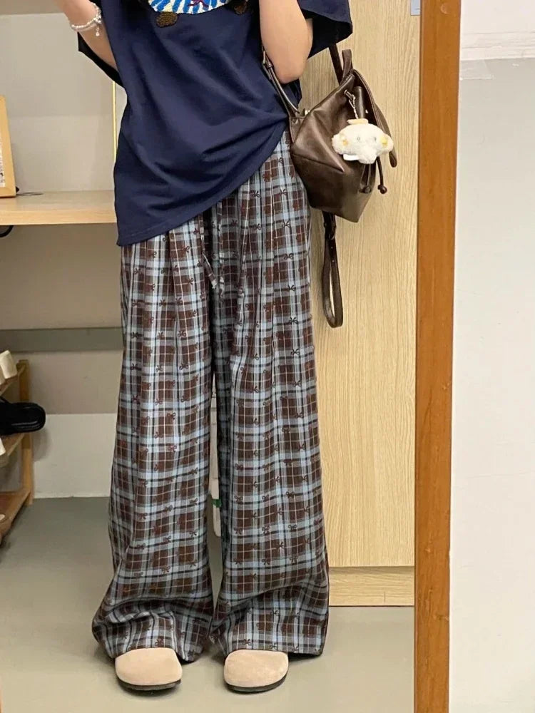 2025 Korean High-Grade Bow Pajama Pants Women Spring Autumn Comfortable High Waist Casual Slimming Long Pants Home Walking Pants