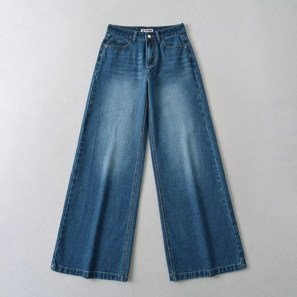 Women's Denim Pants Baggy Jeans Y2k Vintage Flared Wide New Low Waist Rise Oversize Pant Harajuku Fashion Woman Trousers