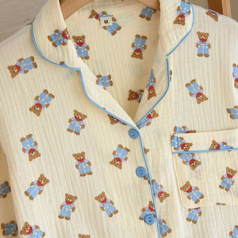 2023 Winter Women's Long Sleeved Pants Pajamas 100% Cotton Tulip Printing Home Service Set Simple Comfortable Pajamas Set