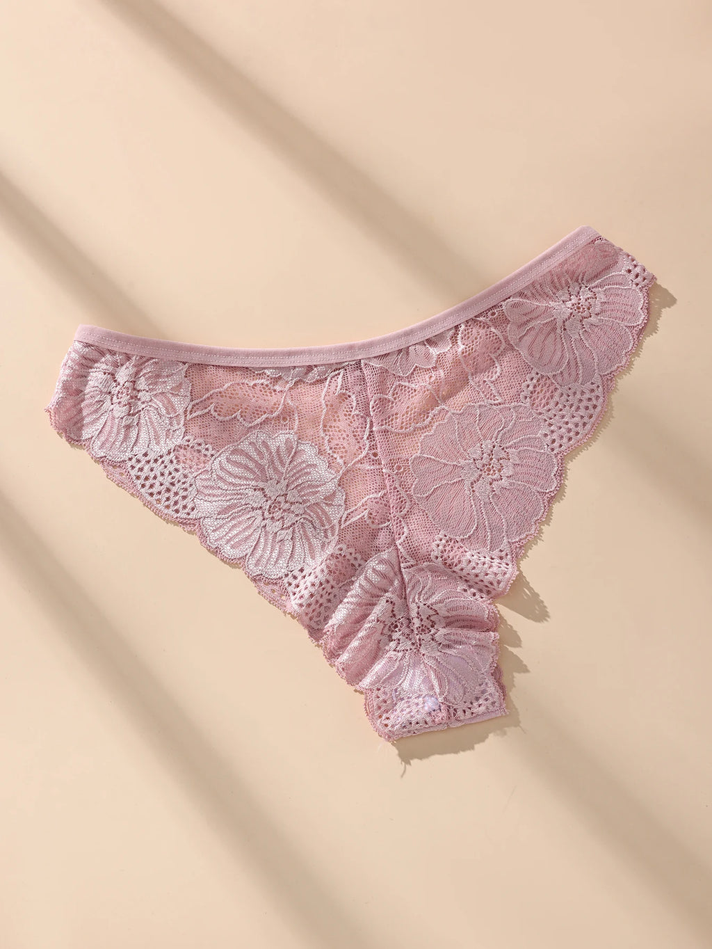 5PCS Women Floral Lace Panties Sexy Perspective Underwear Low Waist Solid Underpants Breathable Intimates Female Lingerie M-XL