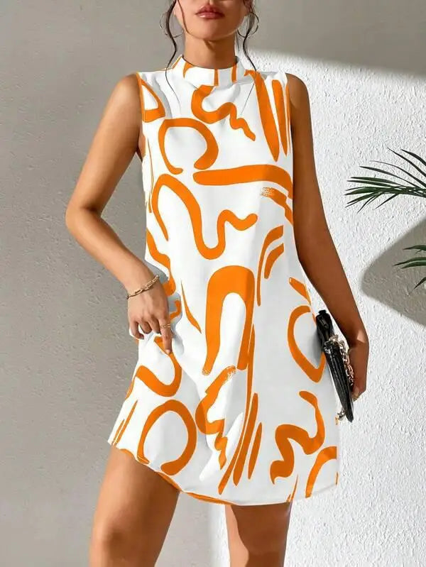 Sexy Sleeveless Woman Dress Office Lady Spring Summer Fashion Elegant Stripe Print O-neck Off Shoulder Dresses For Women 2024