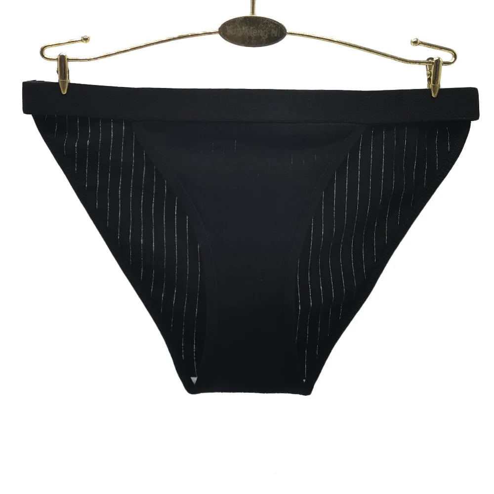 6Pcs Cotton Ribbed Striped Underwear for Women Solid Color Female Stretch Briefs Ladies Soft Lingerie M-XL