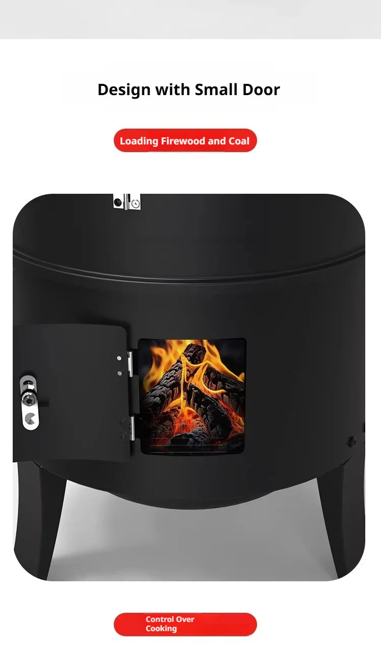 3-Tier Charcoal Smoker Grill, Outdoor & Home Hanging BBQ Smoker, Portable Barbecue Grill