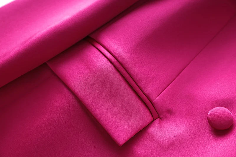 Smooth Satin Fabric Fusicha 3PCS Blazer Suit Fashion Elegant Street Mini Skirt Women Quality Clothing