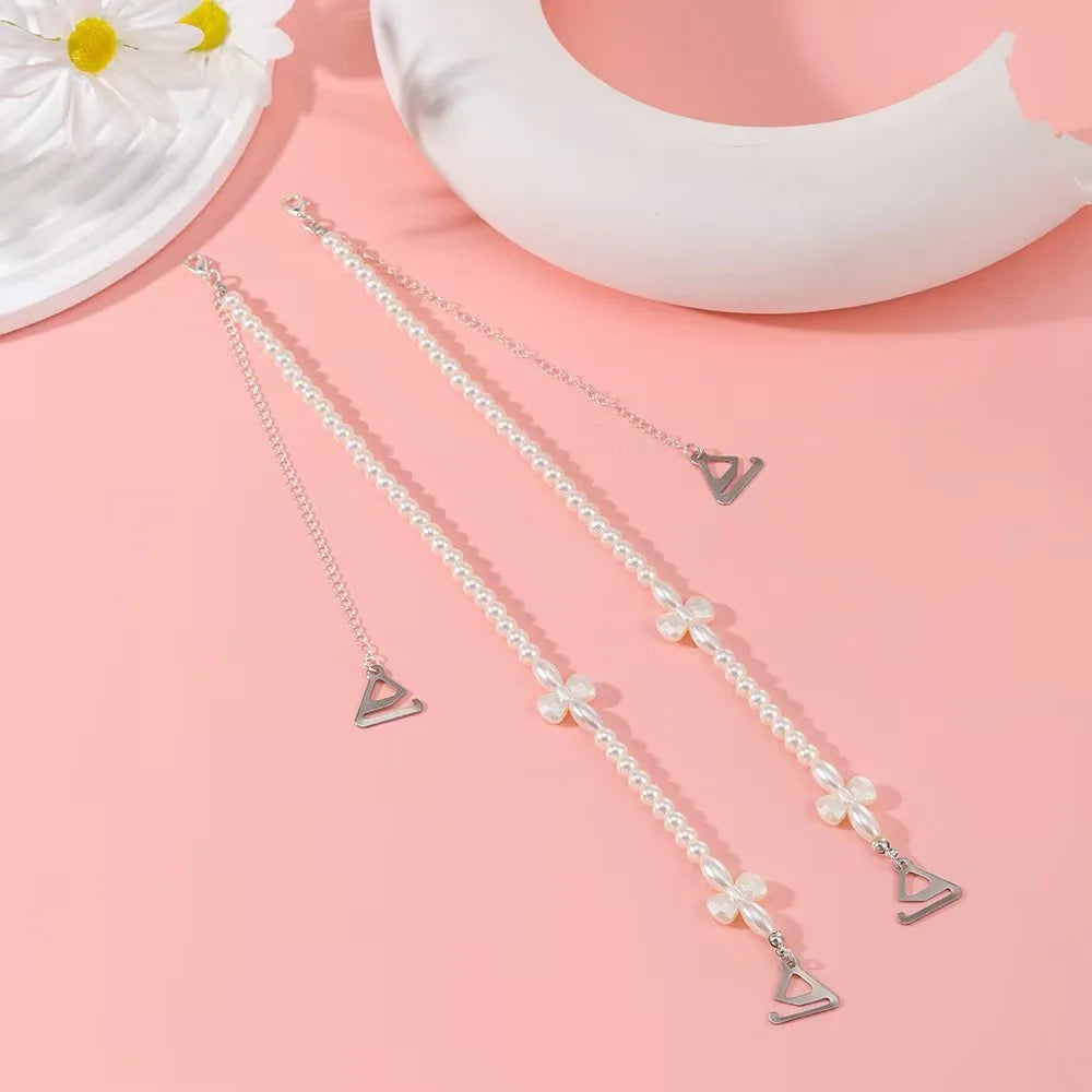 1 Pair New Bow Pearl Underwear Straps Adjustable Removable Bra Straps Replacement Shoulder Belts Women