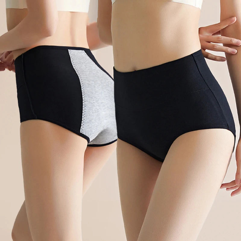 3Pcs High Waist Women's Panties Leak Proof Menstrual Pants Widen Period Underwear Cotton Physiological Plus Size Female Briefs