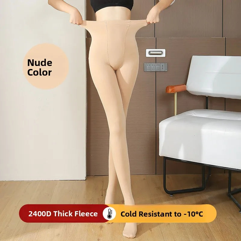 Autumn Winter Water Light Sos Thiened Fce Women's One-Piece l White Inteated Leggings Nylon Base Pants