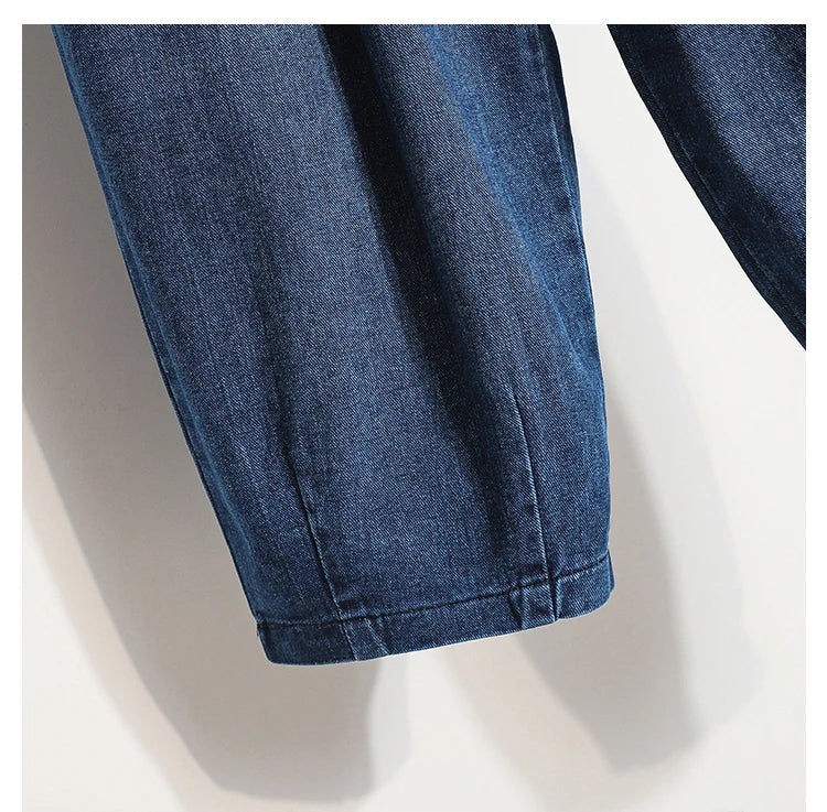 Oversized Women Jeans Spring Elastic Waist Wide Leg Loose Denim Harem Pants Large Size Female Baggy Pants
