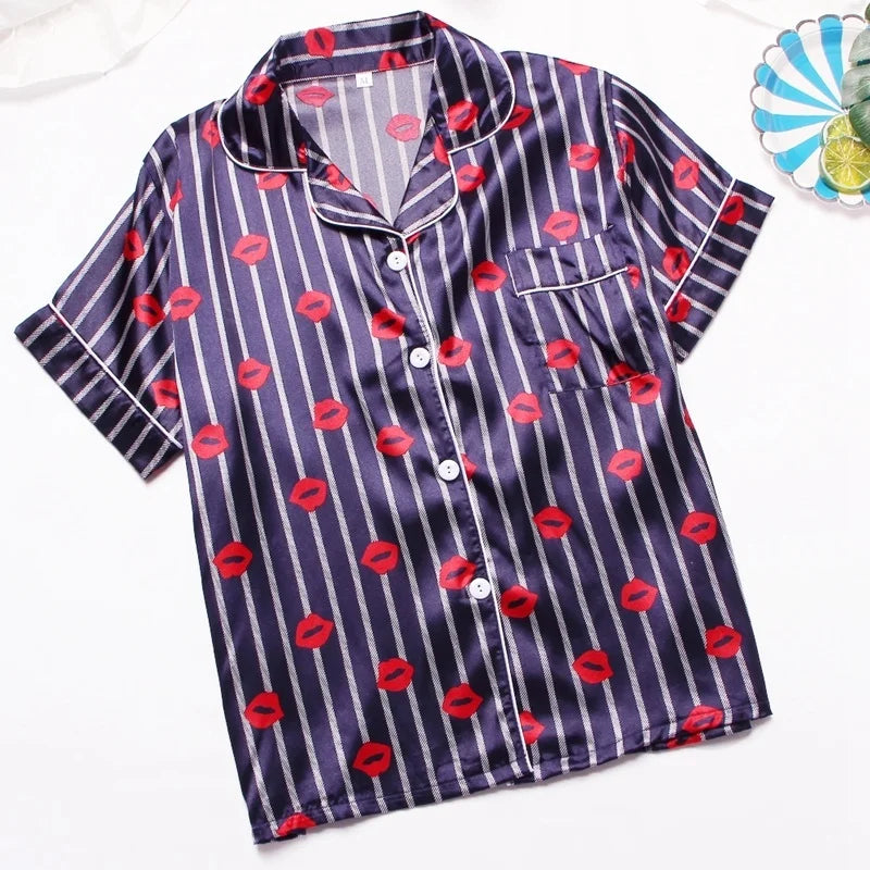 Spring Autumn pajama women Silk Satin pajamas set Long sleeve Shirt with Trouser Sleepwear Loungewear Female Pyjamas Suits Mujer